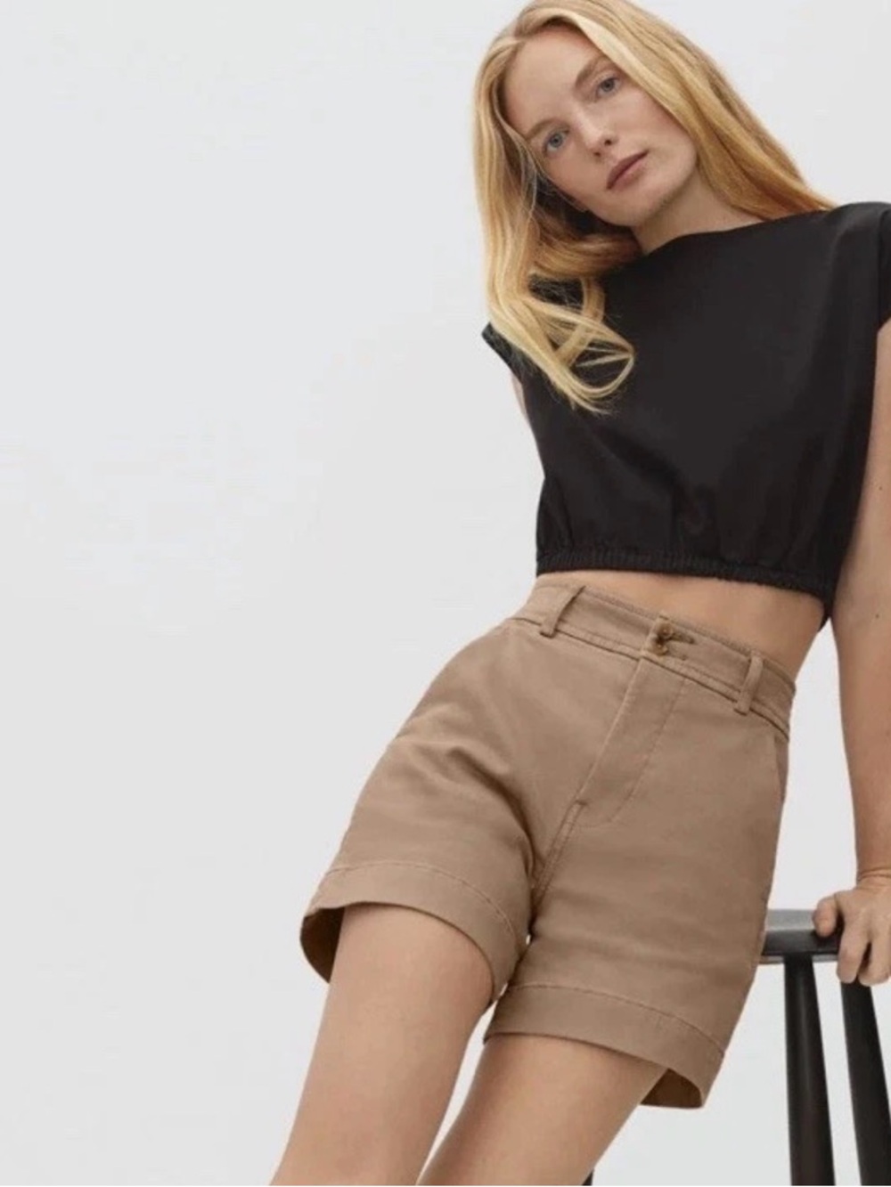 Everlane High-Rise Tan Shorts